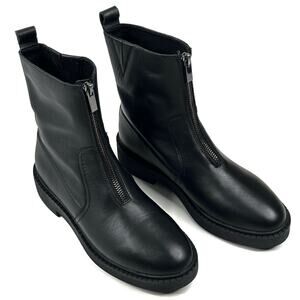 Andre Assous Vernon Womens Black Leather Zip Water Resistant Ankle Boots 7M New